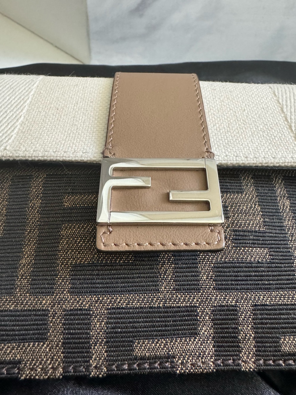 NWOT FENDI Baguette Slim Zucca Pattern Canvas Shoulder Bag Brown - Picture 2 of 9
